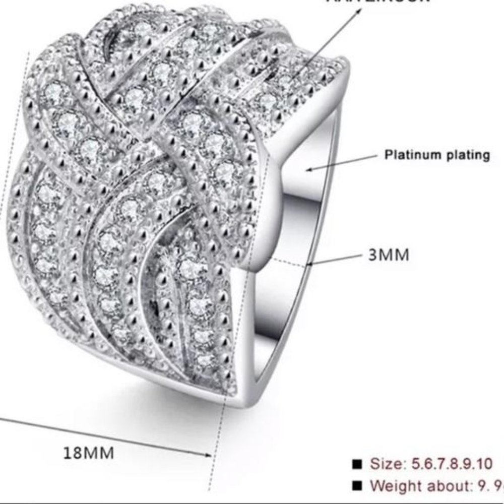 NEW 925 STERLING SILVER DIAMOND WENDING RING, CUTE RING, SHINY RING. - Picture 6 of 6